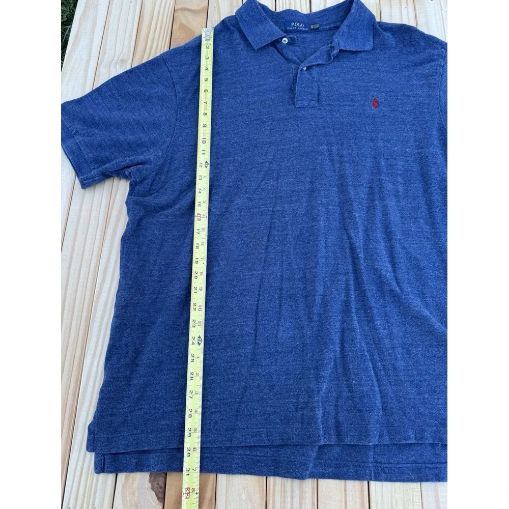 Polo Ralph Lauren Mens Shirt 2xb Blue Cotton‎ Casual Red Logo